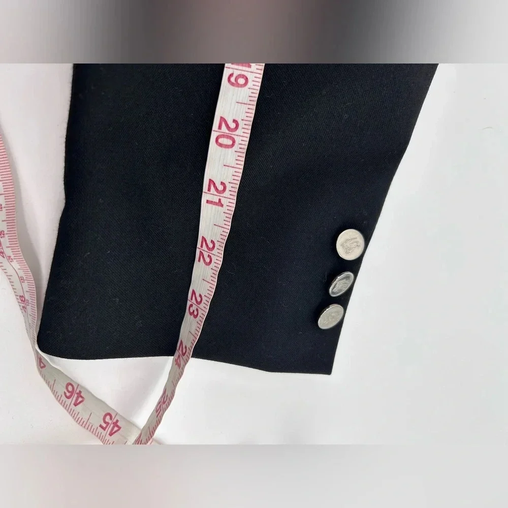 Vintage Burberry's Sport Coat Blazer Wool Black Silver Buttons 42R
